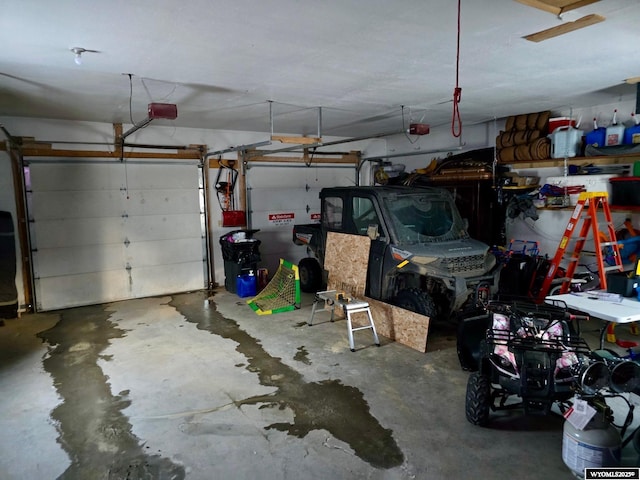 garage with a garage door opener