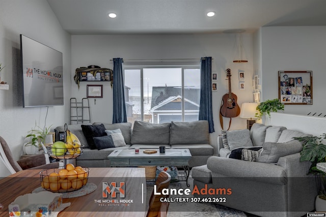 living area with recessed lighting