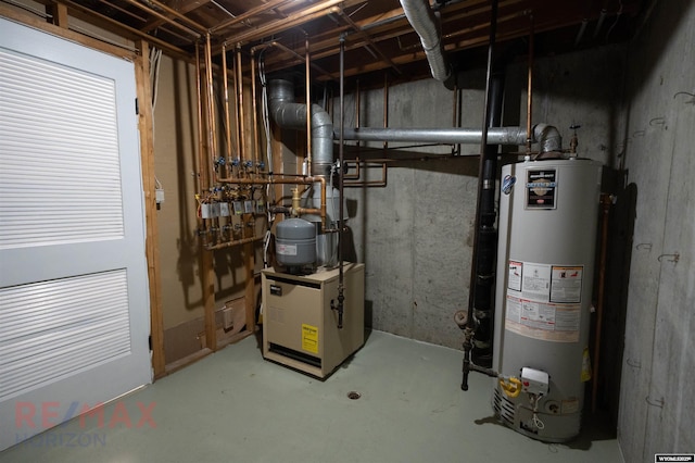 utility room with water heater