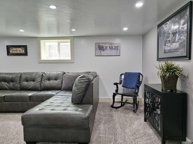 living room featuring carpet