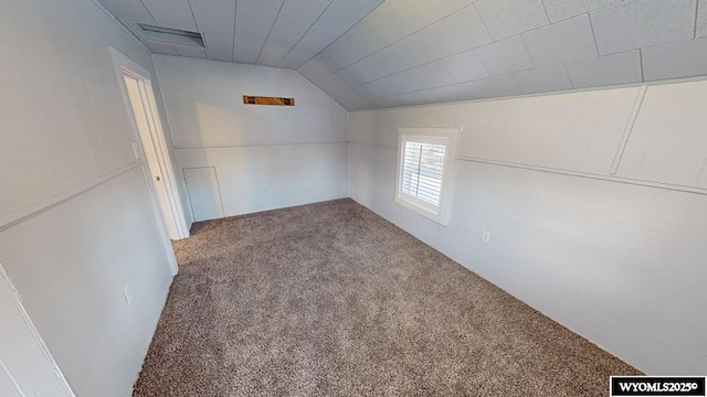 additional living space with carpet and vaulted ceiling