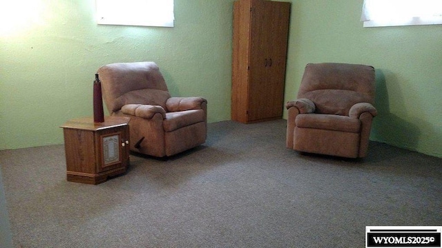 sitting room with light carpet