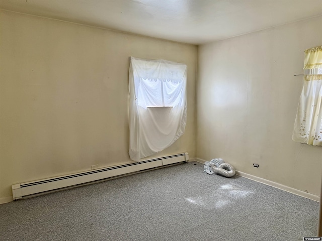 1101 Pine Ave, Kemmerer, WY 83101 - unfurnished room featuring a baseboard radiator, baseboards, and carpet