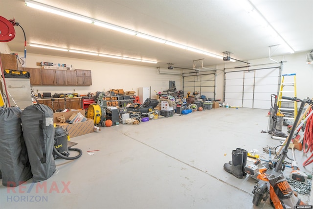 garage with a garage door opener