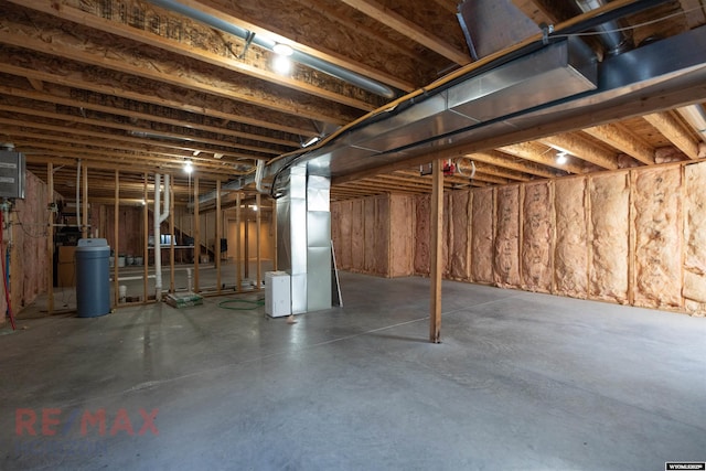 basement with heating unit