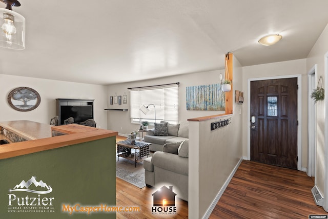 interior space featuring dark hardwood / wood-style flooring