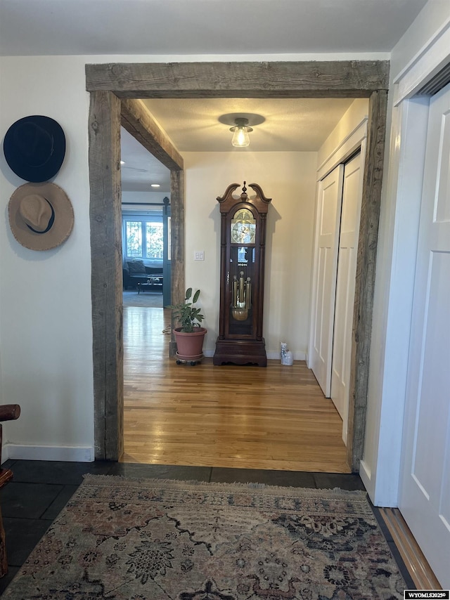 entryway with dark wood-type flooring