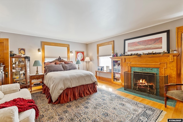 bedroom with wood-type flooring