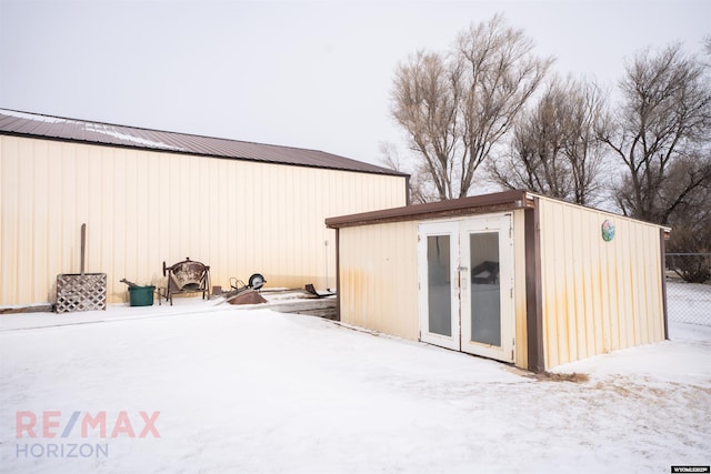 view of snow covered structure