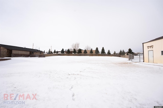 view of yard covered in snow