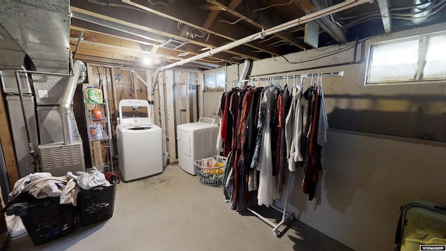 basement with washer and dryer