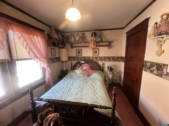 bedroom with ornamental molding