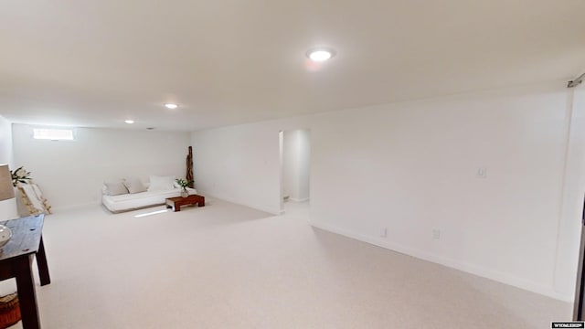 basement with carpet floors