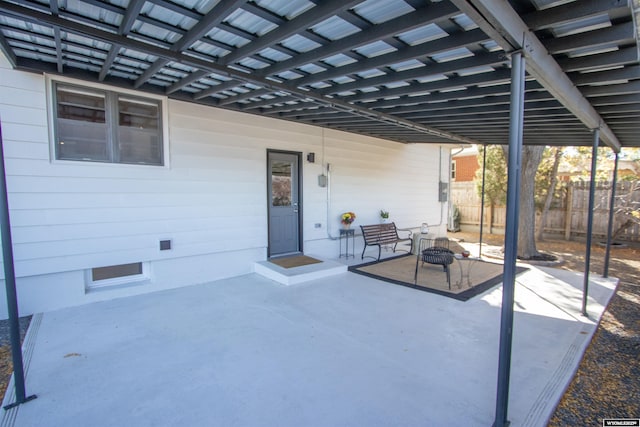 view of patio featuring a fire pit