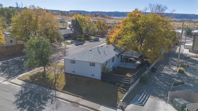 drone / aerial view with a mountain view