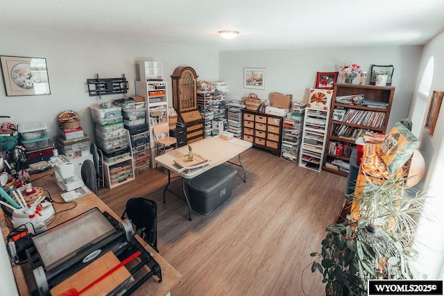 home office featuring hardwood / wood-style floors