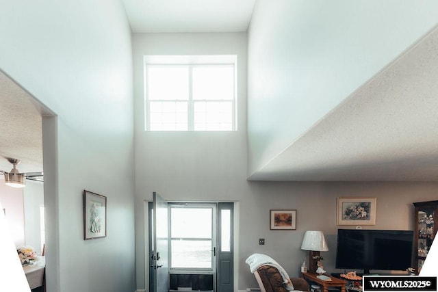 living room with ceiling fan