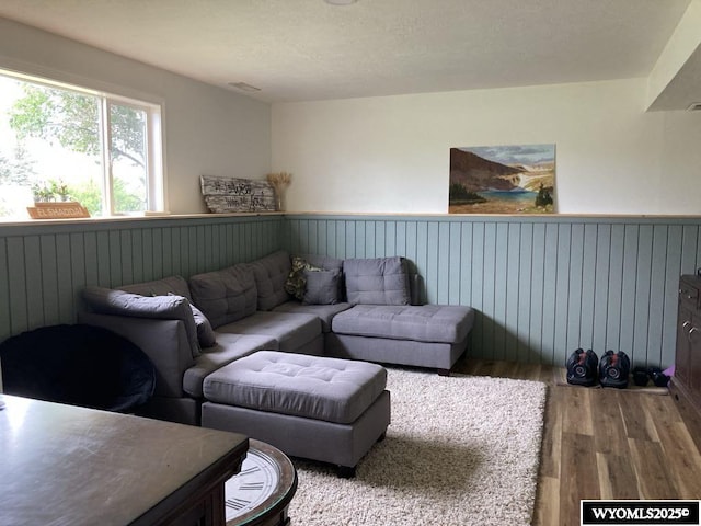 living room with hardwood / wood-style flooring