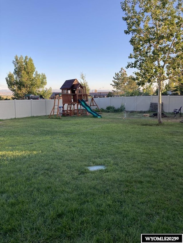 view of yard featuring a playground