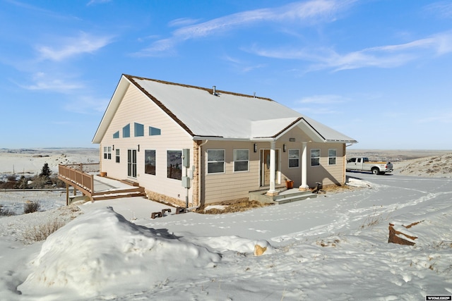 view of front facade featuring a deck