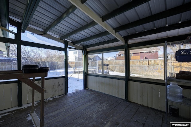 view of unfurnished sunroom