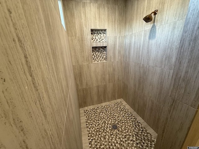 details with a tile shower