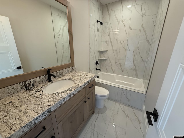 2707 Bailey Blvd, Rock Springs, WY 82901 - bathroom featuring marble finish floors, tiled shower / bath, vanity, and toilet