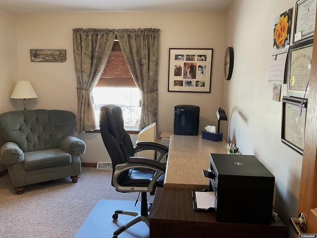 home office with carpet floors