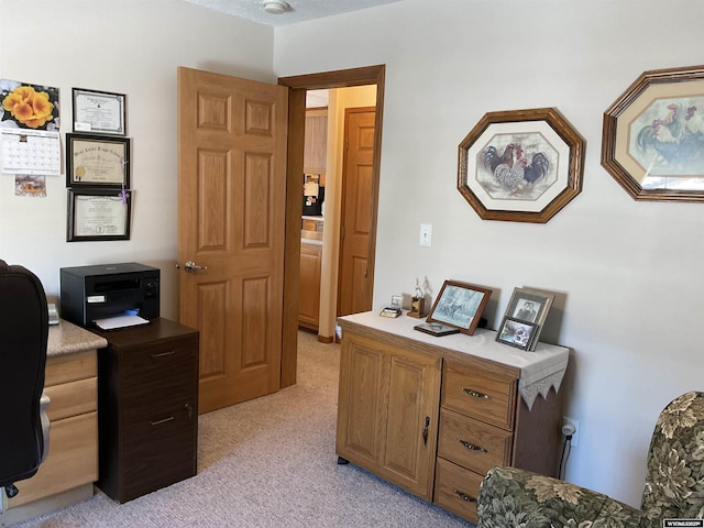 view of carpeted office space