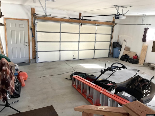 garage with a garage door opener