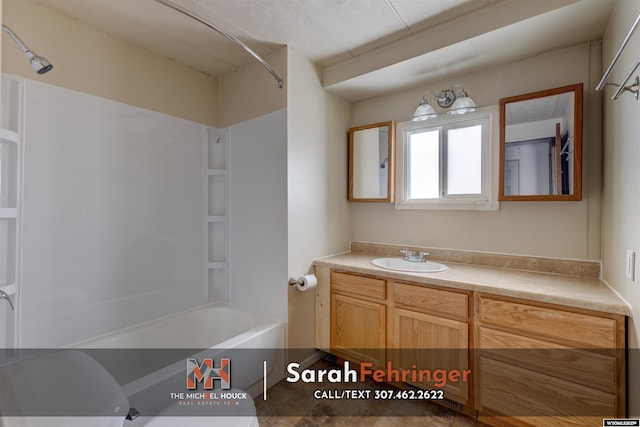 bathroom with vanity and tub / shower combination