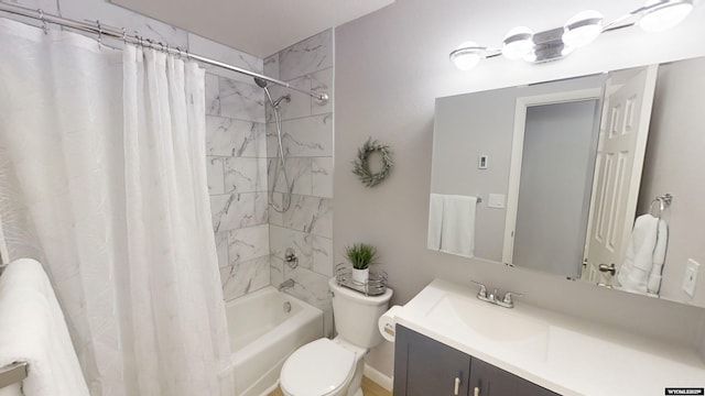 full bathroom with vanity, toilet, and shower / bath combo