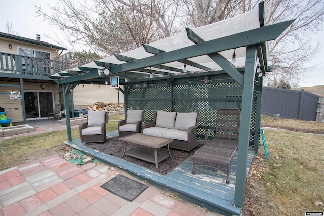 view of patio / terrace with a pergola and an outdoor hangout area