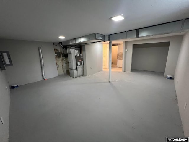 basement with heating unit