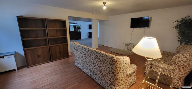 living room with hardwood / wood-style flooring