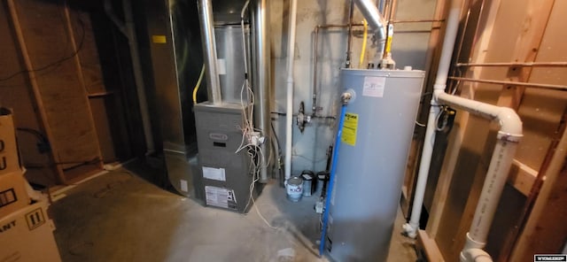 utilities featuring water heater and heating unit