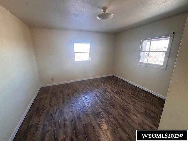 spare room featuring dark wood-type flooring and a wealth of natural light