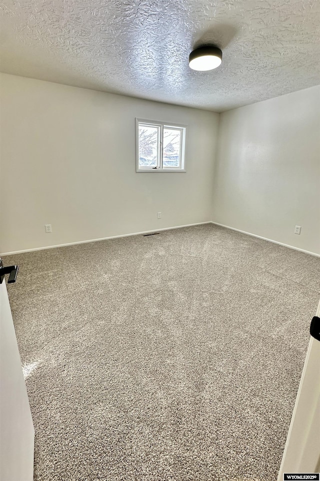 spare room with carpet and a textured ceiling