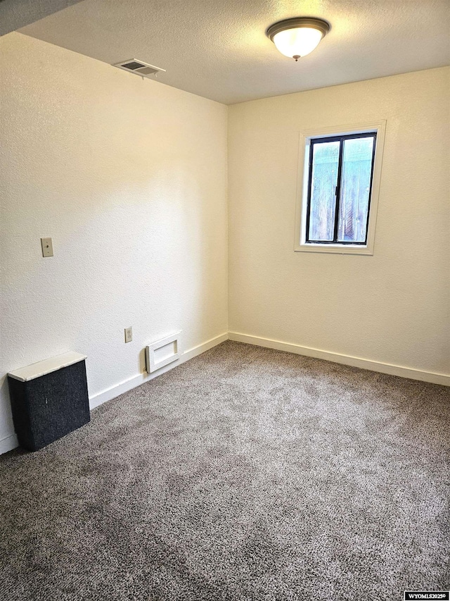 empty room featuring carpet flooring and a textured ceiling