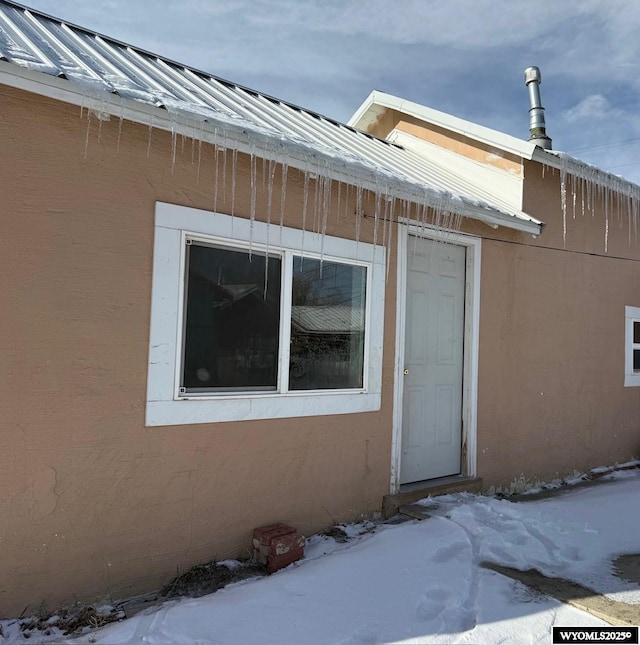 view of snow covered exterior