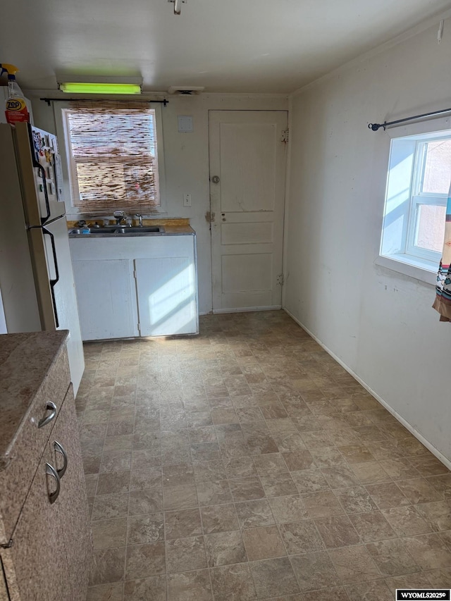 kitchen featuring white fridge