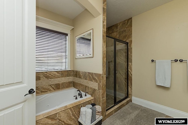 bathroom with independent shower and bath