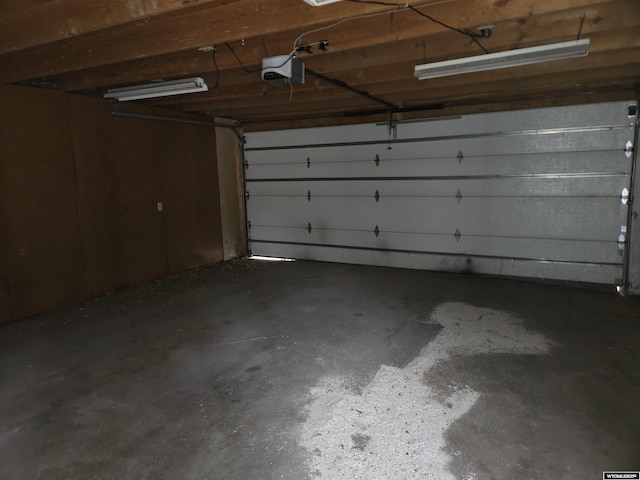 garage with a garage door opener