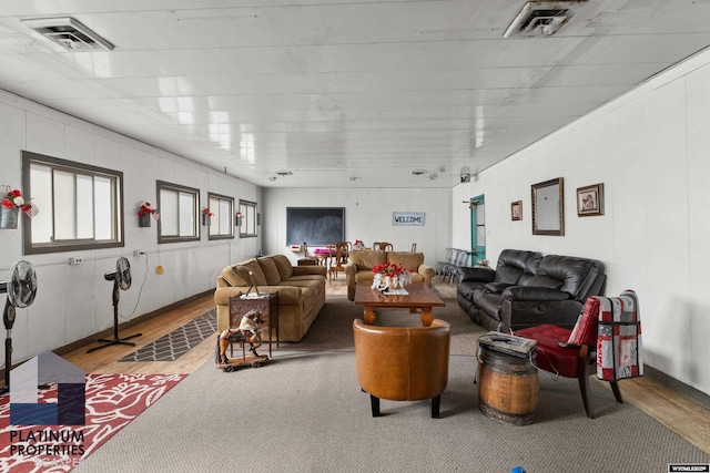 living room with hardwood / wood-style floors