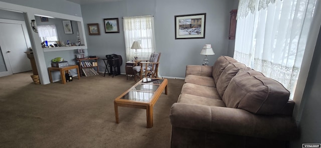 living room featuring carpet floors