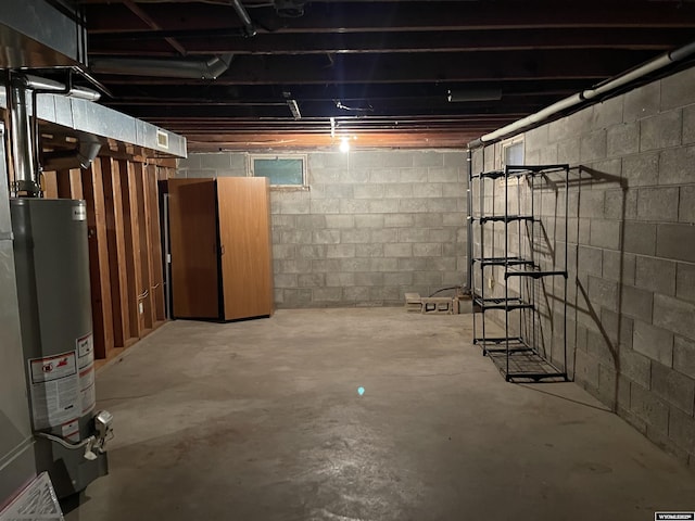 basement with gas water heater