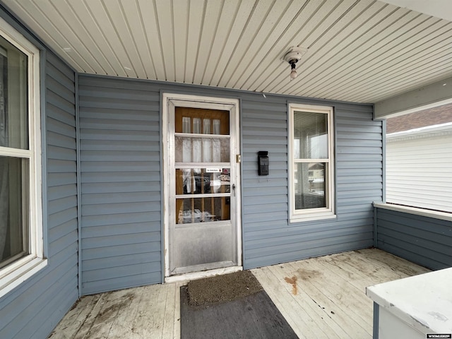 doorway to property with a balcony