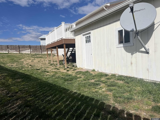 view of yard with a deck