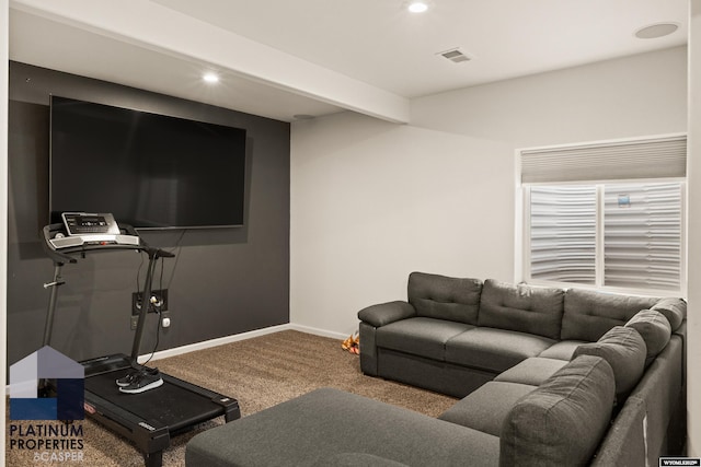 living room featuring carpet floors