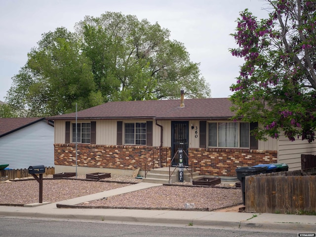 view of single story home